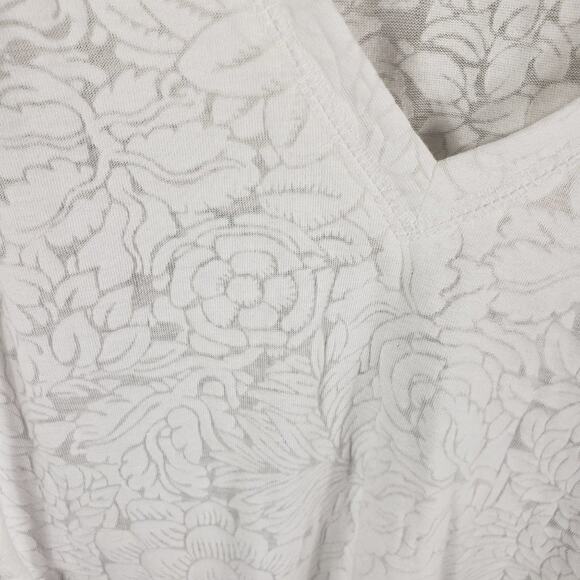 NWT Soma Dolman Hoodie Women XXL White Floral Burnout V-Neck Short Sleeve - Picture 6 of 9